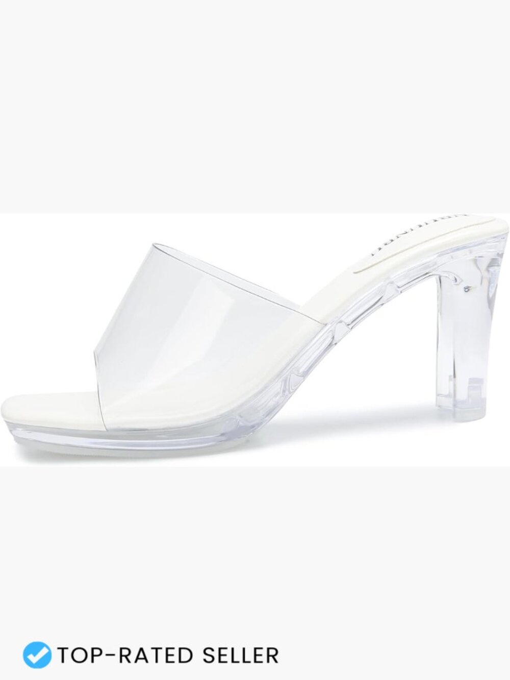 Clear Platform Mules Chunky Heels Square Toe Block Heel Slip On Pumps